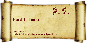 Honti Imre névjegykártya